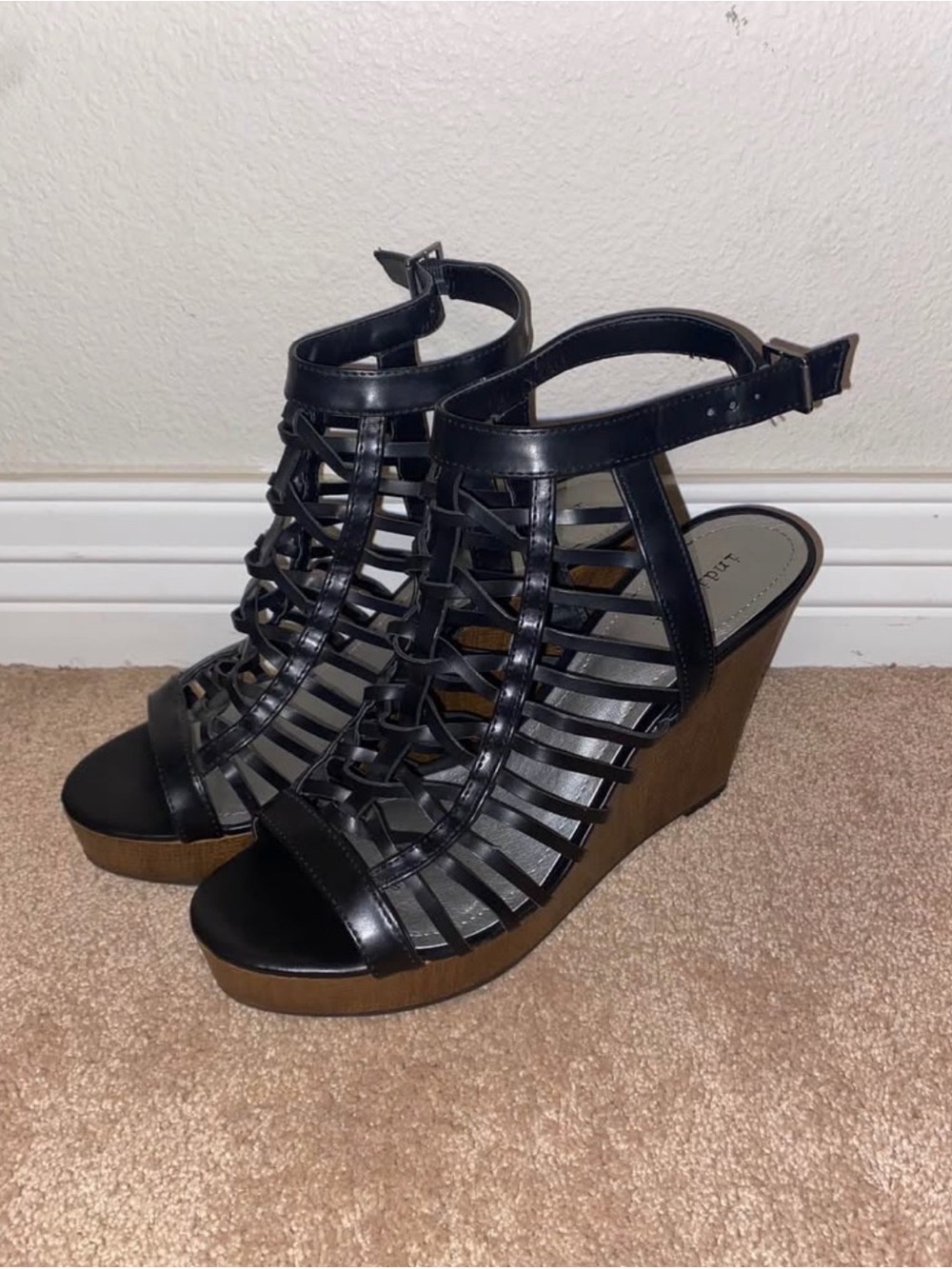 Black Wedge Sandals/Heels - Women's Fashion